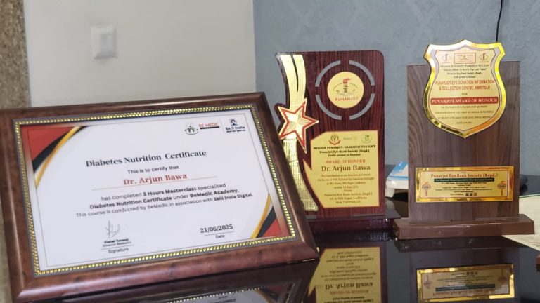 Dr. Arjun Bawa awards and certifications at Ayuvacare Bawa's Centre of Modern Ayurveda Amritsar